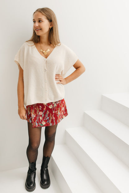 Oversized knit dames – beige cardigan in baby alpaca wol met comfy one size fit
