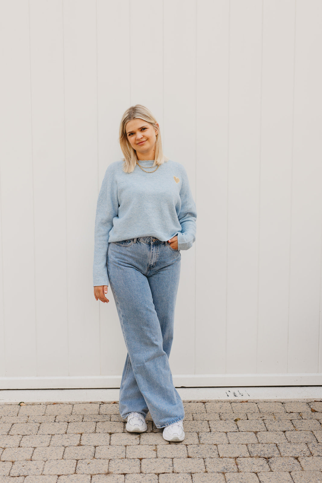 Blue heart knit