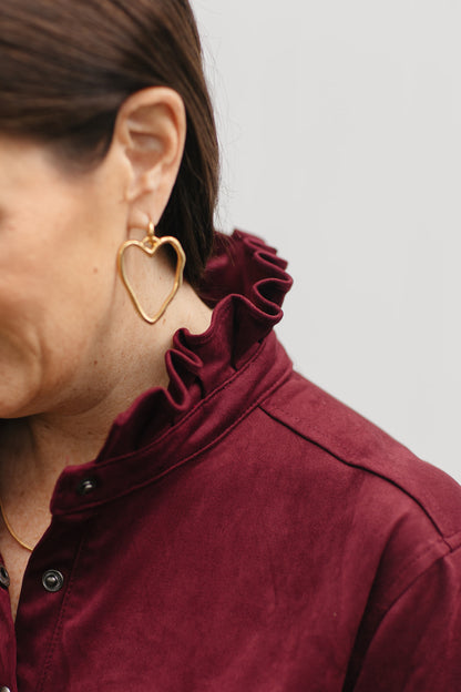 Burgundy faux suede jurk – lange damesjurk met soepele stof en minimalistisch design