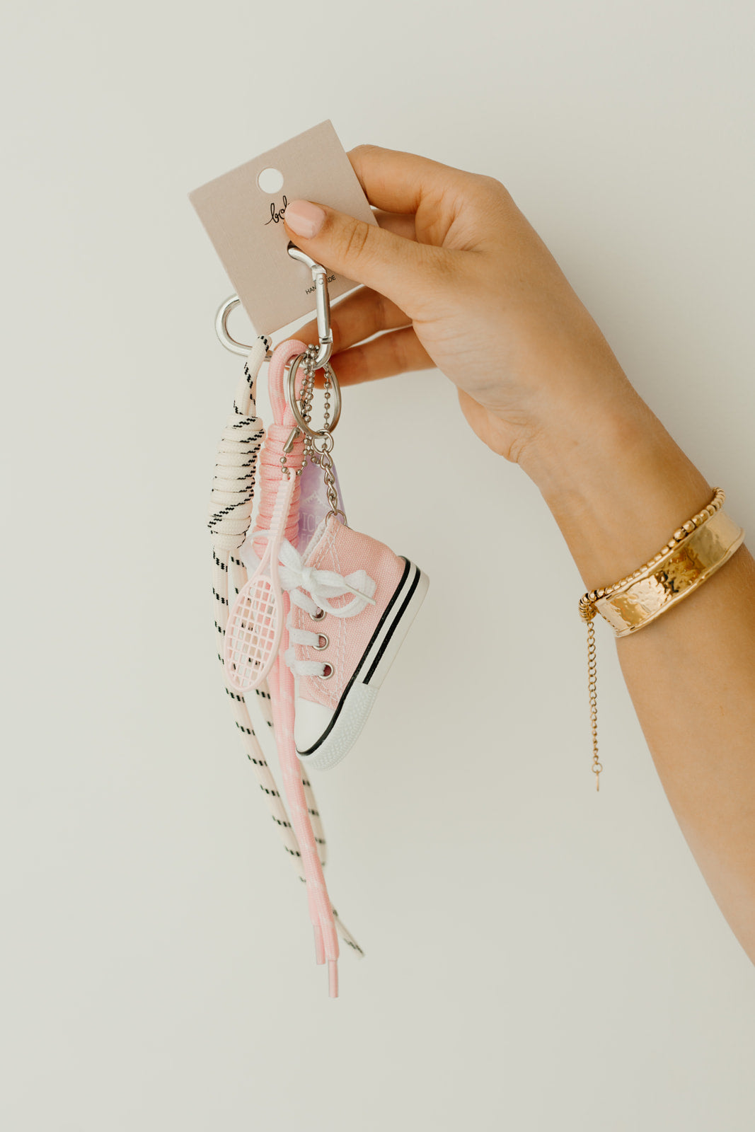 Pink sneaker bag charm