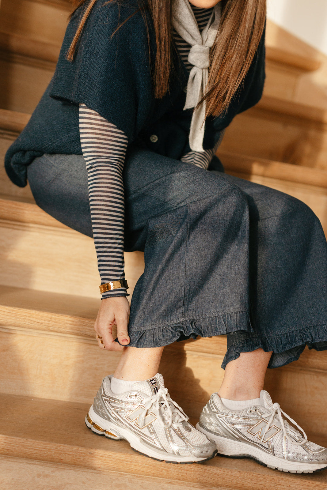 Gestreepte longsleeve marine/grijs - My Dressing