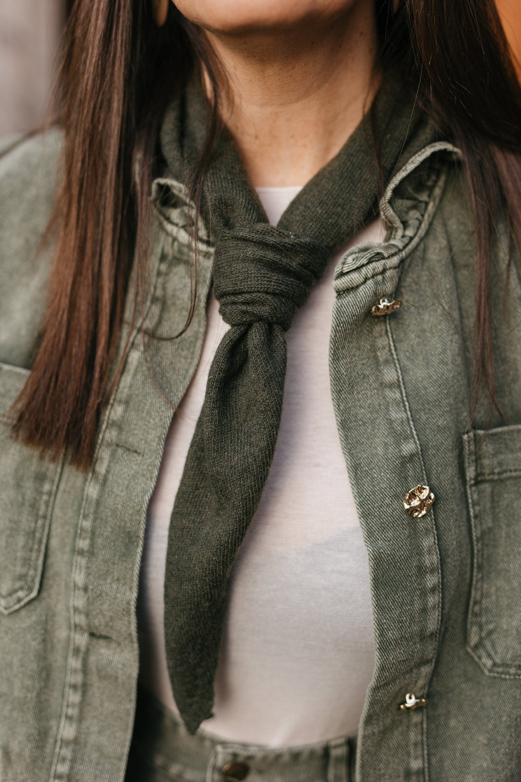 Trendy knit sjaaltje kaki - My Dressing