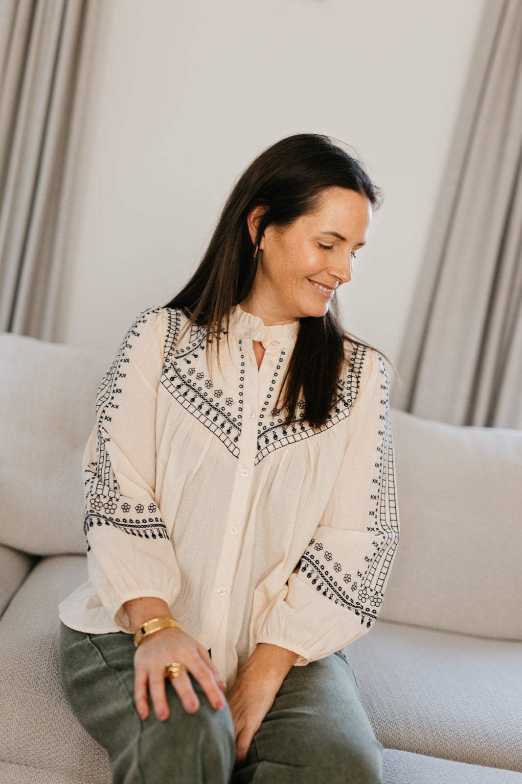 Beige blouse - lolita  lange mouw - frivool - My Dressing