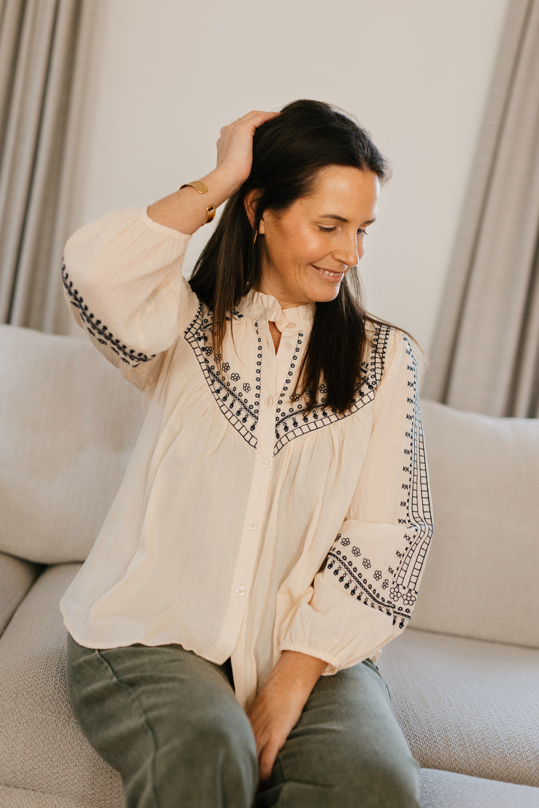 Beige blouse - lolita  lange mouw - frivool - My Dressing