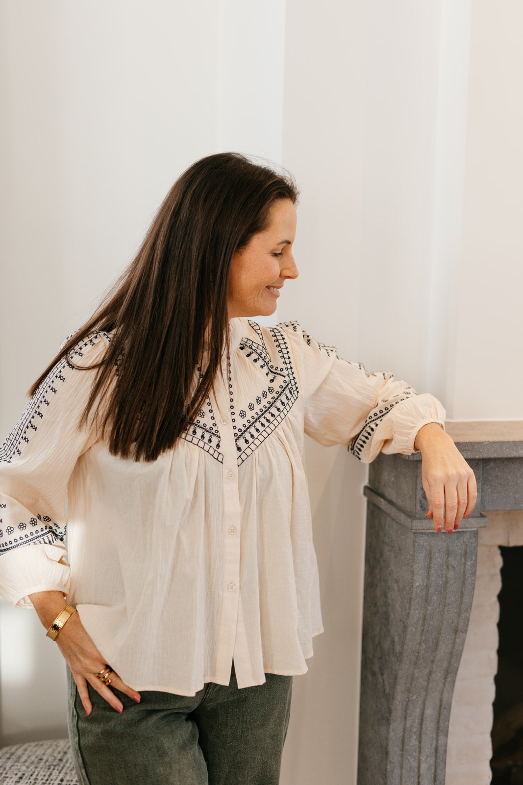 Beige blouse - lolita  lange mouw - frivool - My Dressing