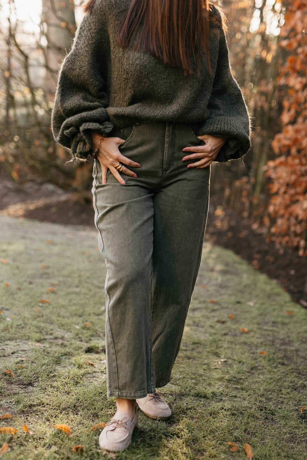 Kaki denim barrel - My Dressing