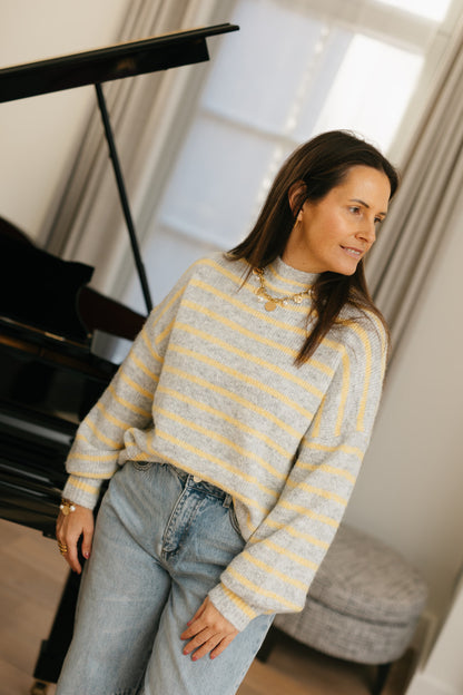 Grijs-gele knit gestreept - My Dressing