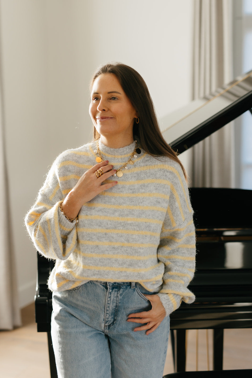 Bedel/parel halsketting, roestvrijstaal - My Dressing