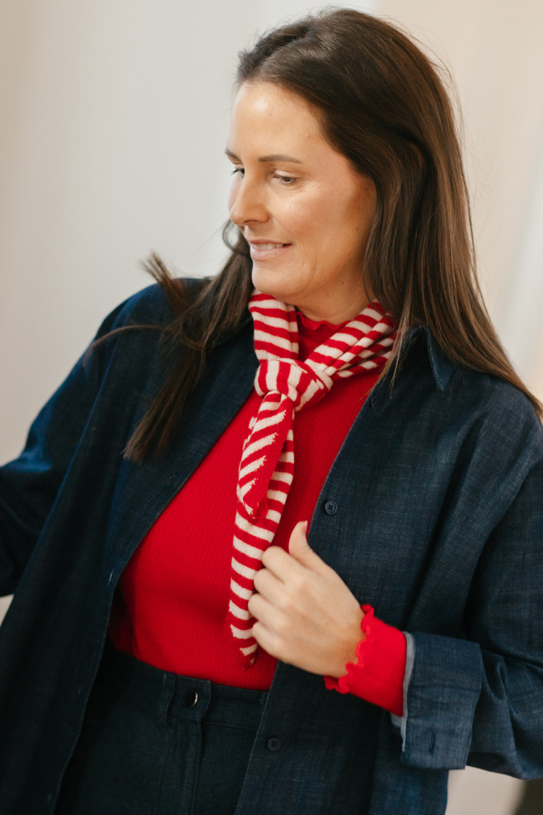 Trendy gestreept rood/wit sjaaltje - My Dressing