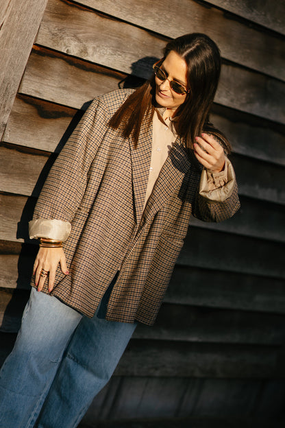 Beige vichy blazer oversized - My Dressing