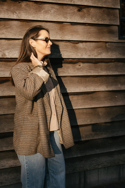 Beige vichy blazer oversized - My Dressing