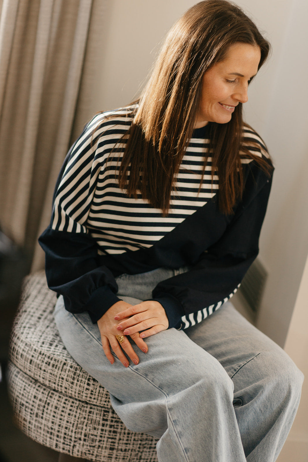 Oversized gestreept shirt blauw/wit - My Dressing