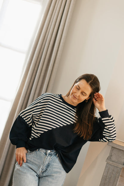 Oversized gestreept shirt blauw/wit - My Dressing