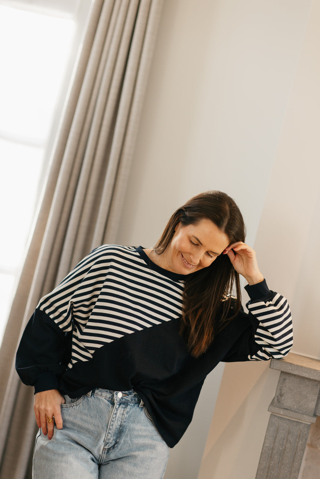 Oversized gestreept shirt blauw/wit - My Dressing