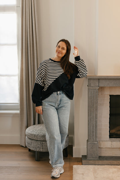 Oversized gestreept shirt blauw/wit - My Dressing