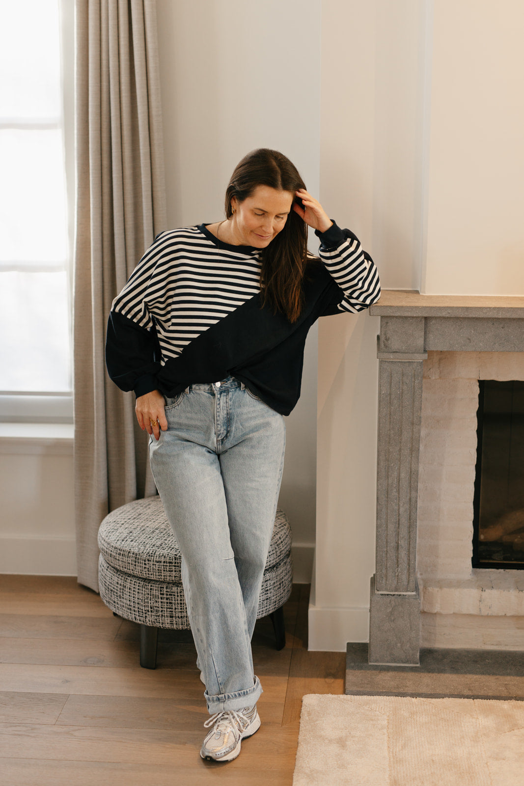 Oversized gestreept shirt blauw/wit - My Dressing