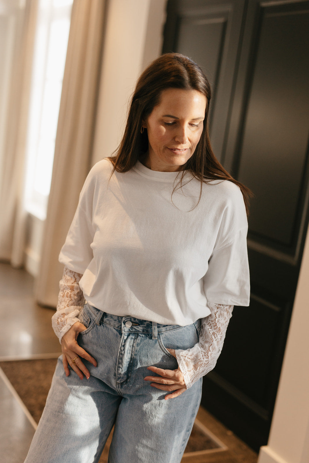 T-shirt wit met lace - My Dressing