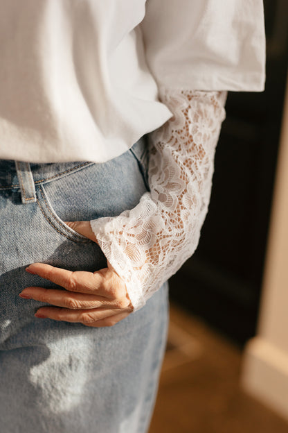 T-shirt wit met lace - My Dressing