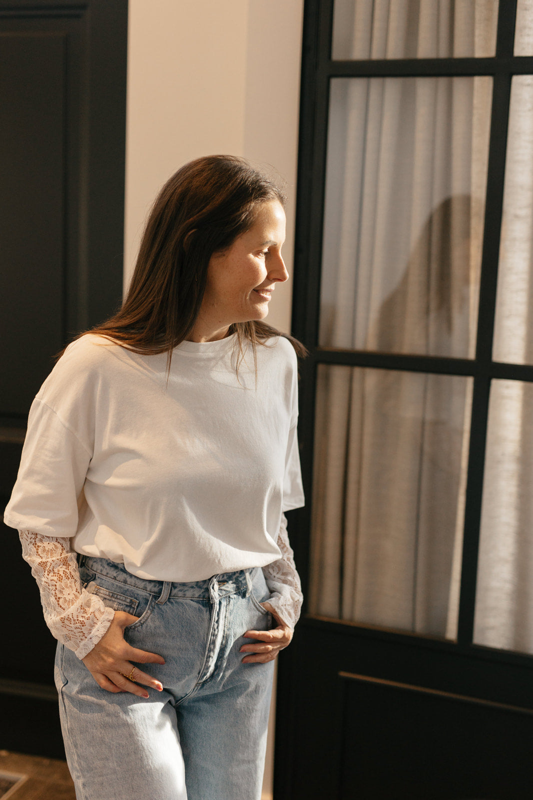 T-shirt wit met lace - My Dressing