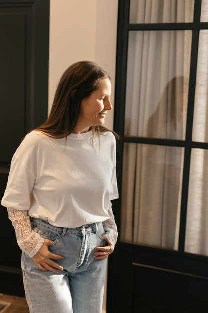 T-shirt wit met lace - My Dressing