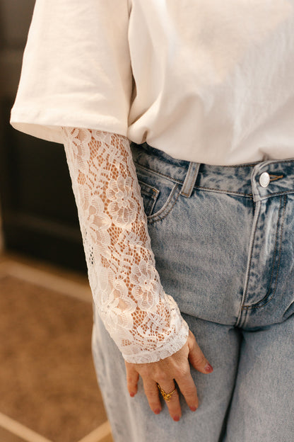 T-shirt wit met lace - My Dressing