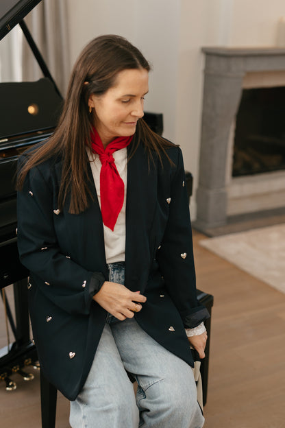 Marineblauw blazer - hartjes in studs - My Dressing