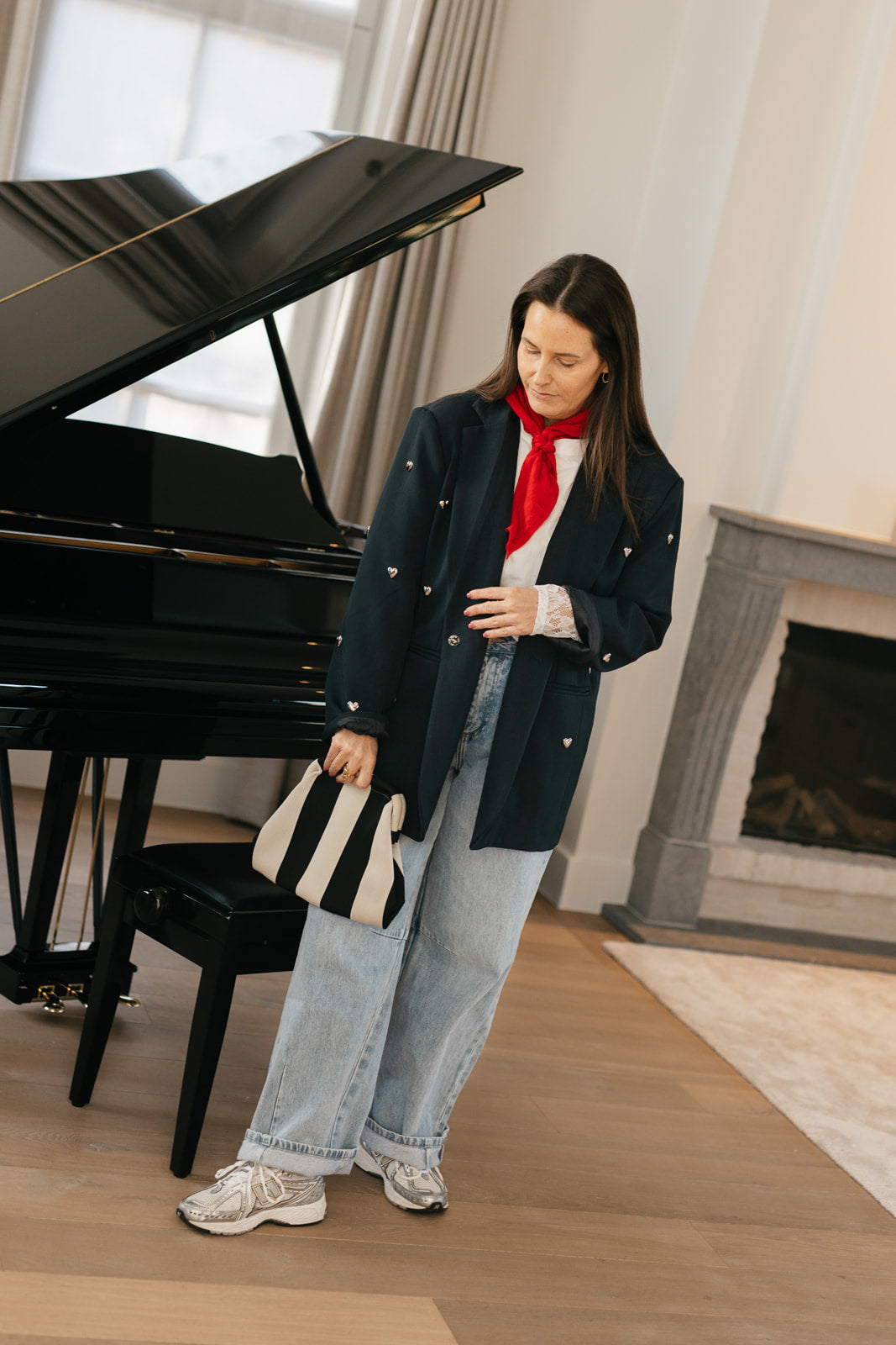 Marineblauw blazer - hartjes in studs - My Dressing