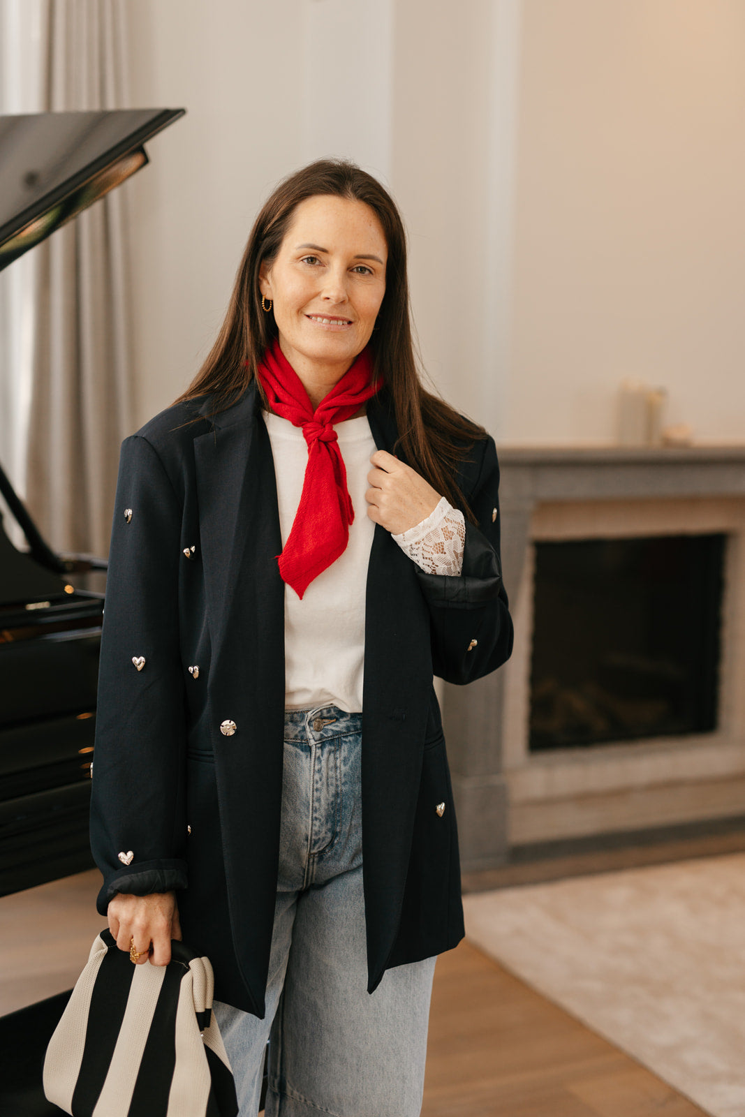 Marineblauw blazer - hartjes in studs - My Dressing