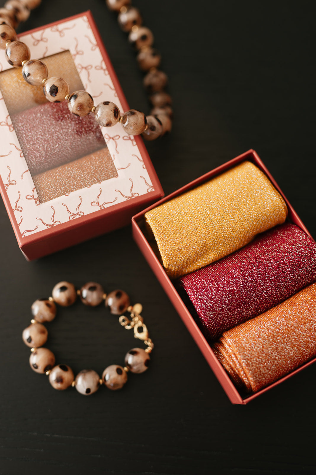 Glittersokken rood/oranje/geel cadeaubox - My Dressing