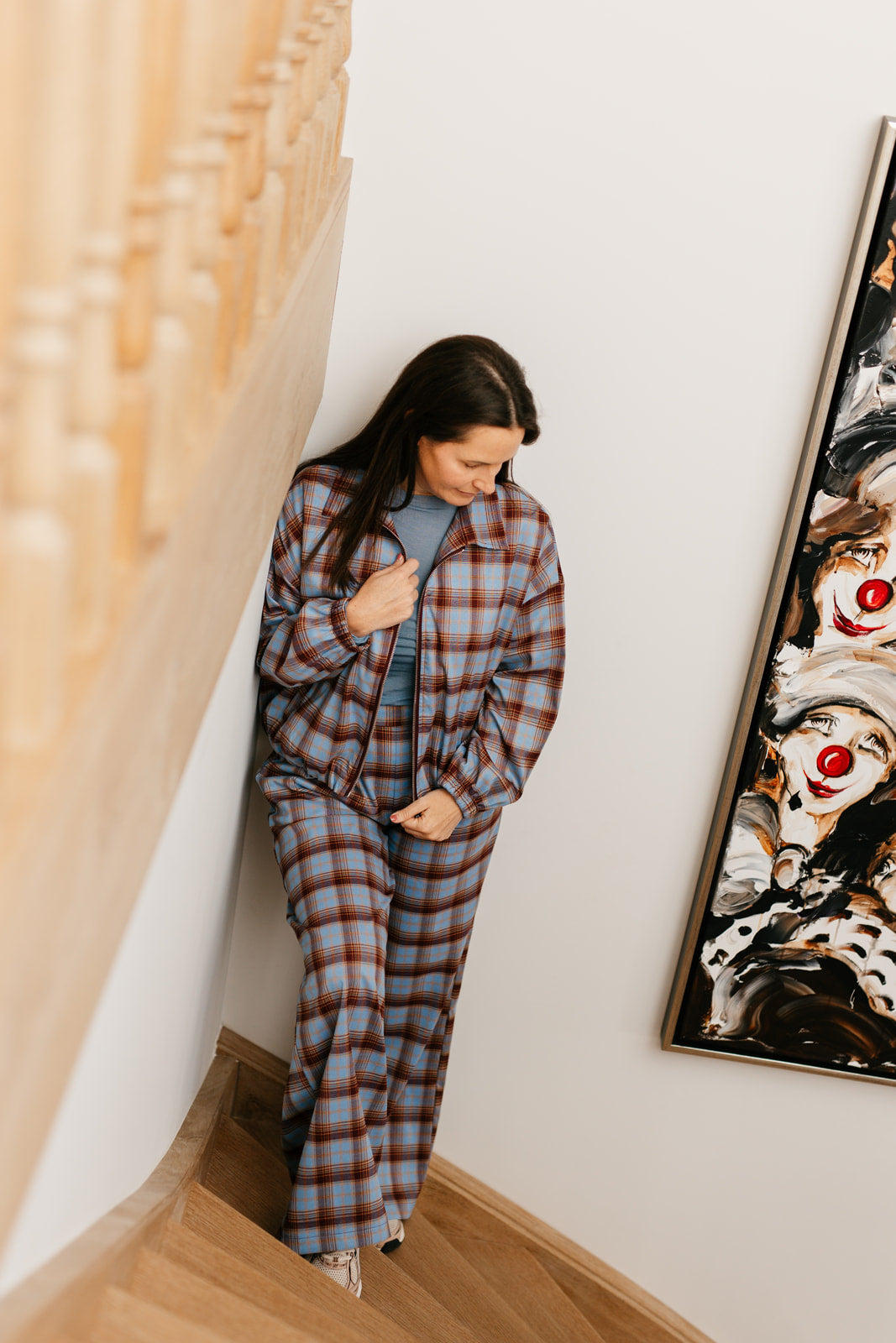 Vichy blauw/bruin jasje - My Dressing