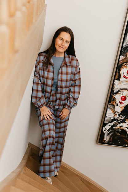 Vichy blauw/bruin jasje - My Dressing