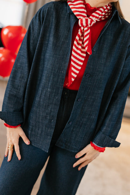 Trendy gestreept rood/wit sjaaltje - My Dressing