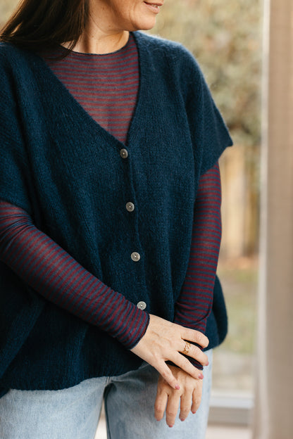 Gestreepte longsleeve marine/burgundy - My Dressing