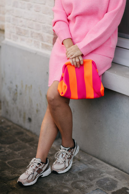 Gestreepte clutch roze/oranje - My Dressing