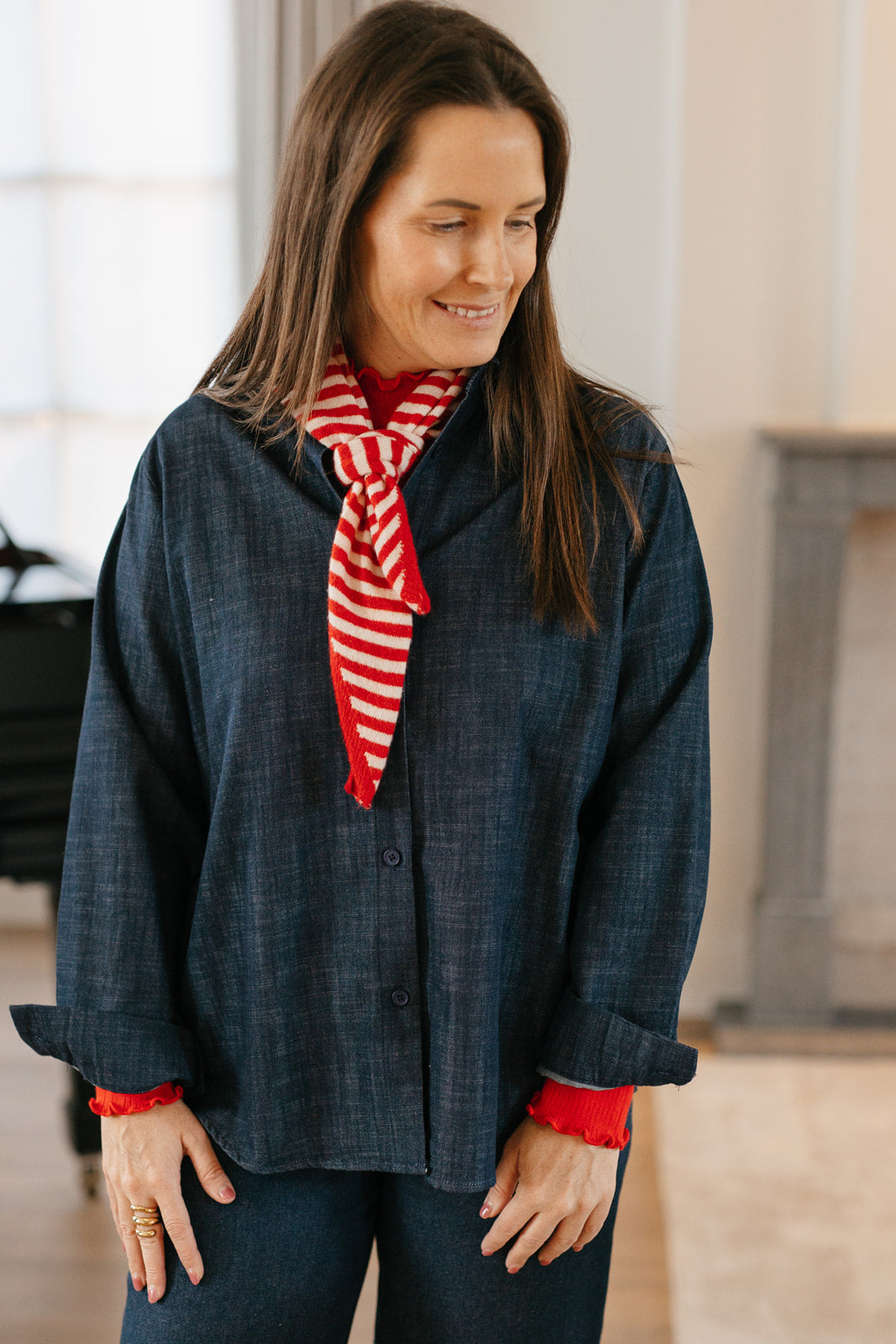 Trendy gestreept rood/wit sjaaltje - My Dressing