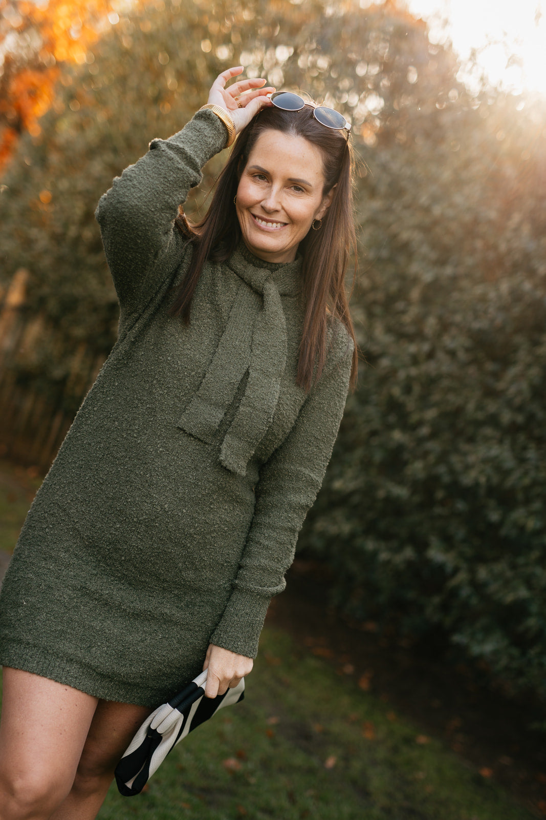 Kaki jurk - lange mouw - My Dressing