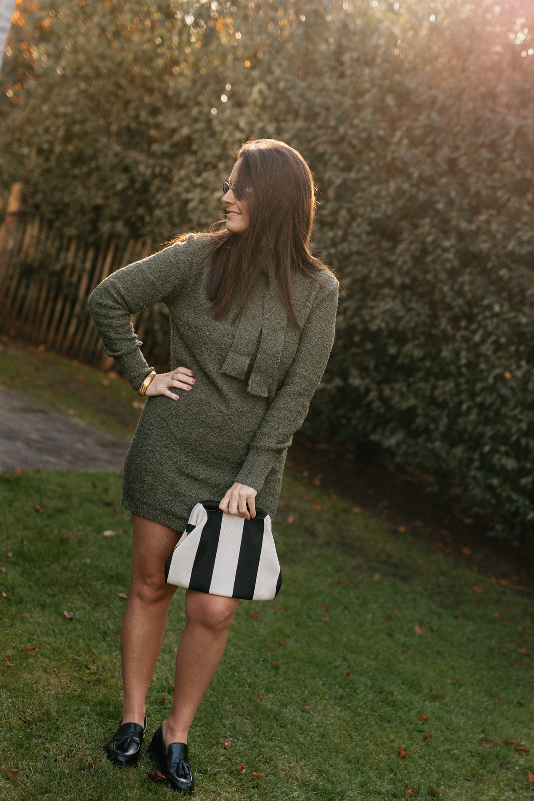 Kaki jurk - lange mouw - My Dressing