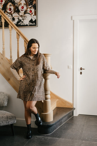 Leopard dress korte mouw - katoen - My Dressing