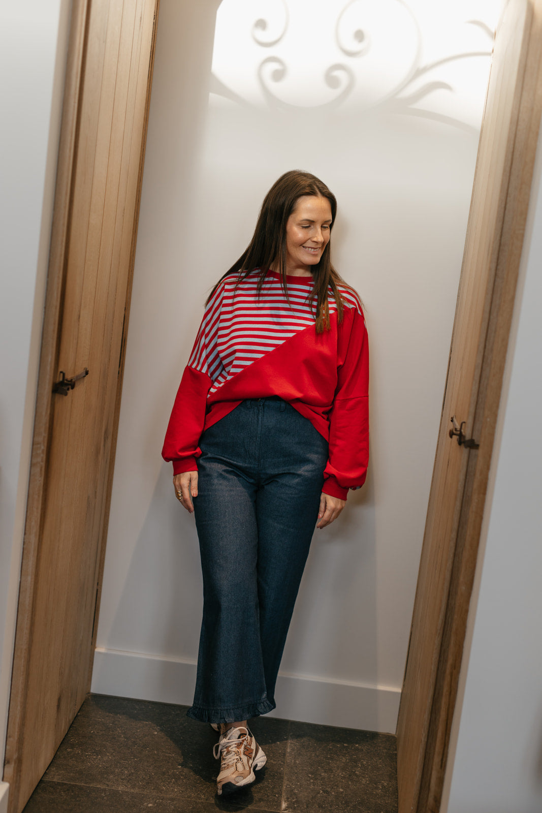 Oversized gestreept shirt blauw/rood - My Dressing