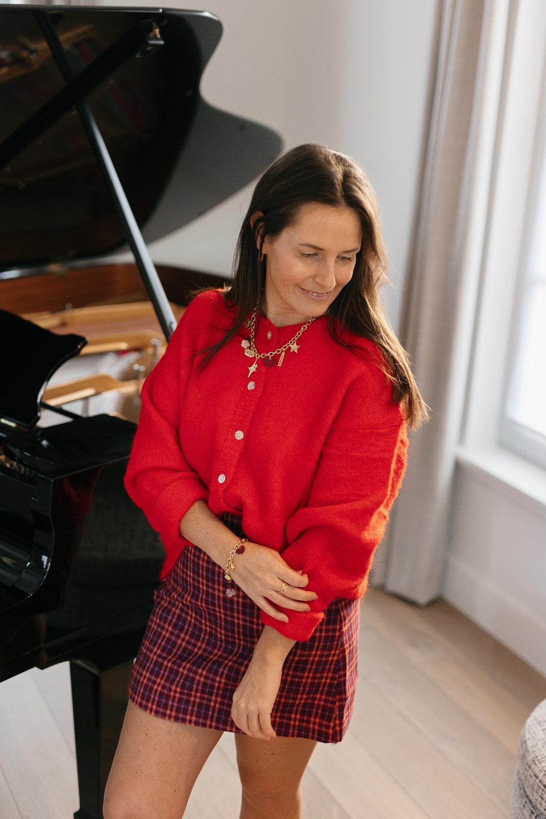 Rode gilet met lange mouwen - My Dressing