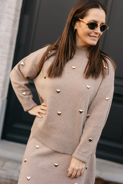 Taupe knit met metalen heart studs - My Dressing