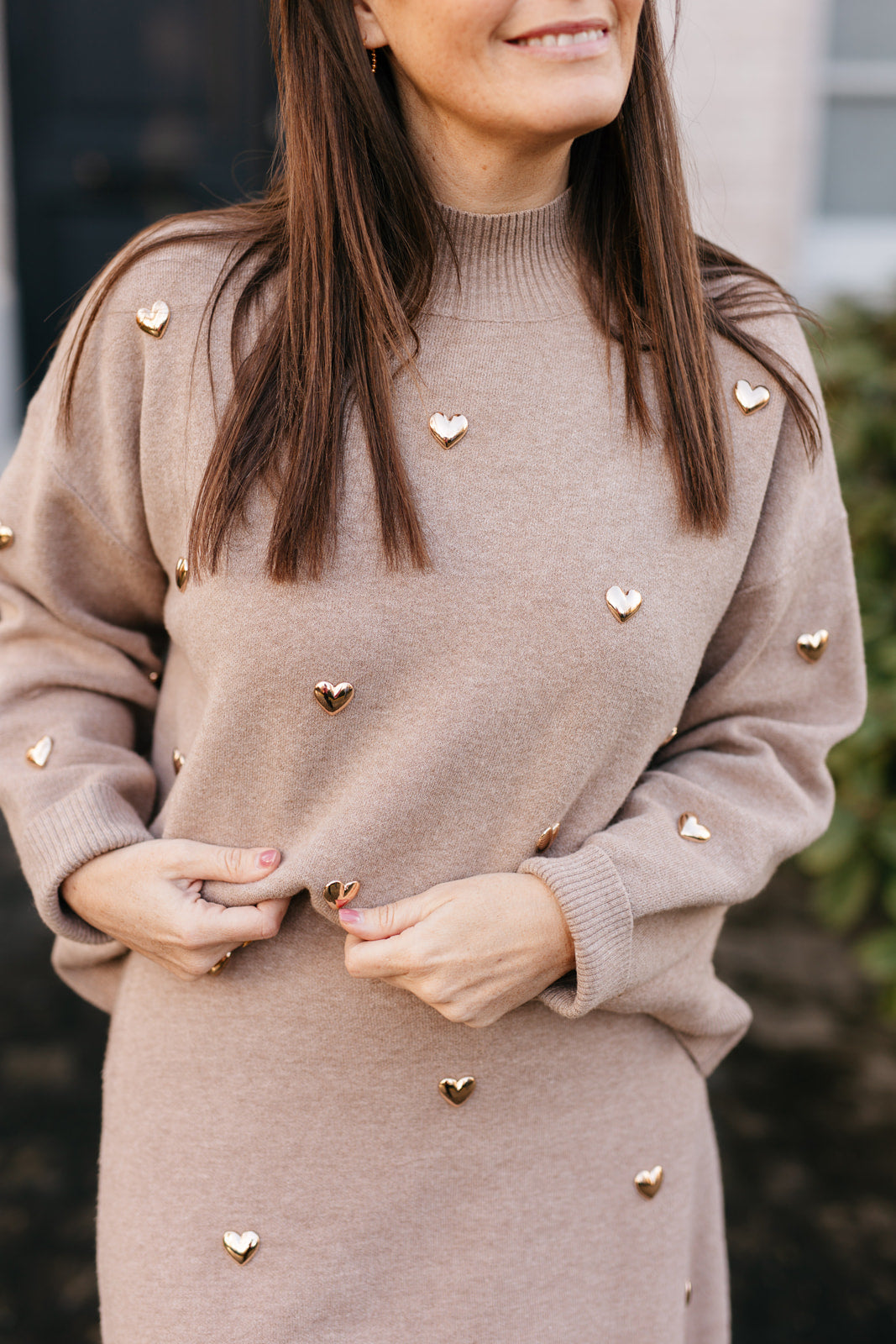 Taupe knit met metalen heart studs - My Dressing