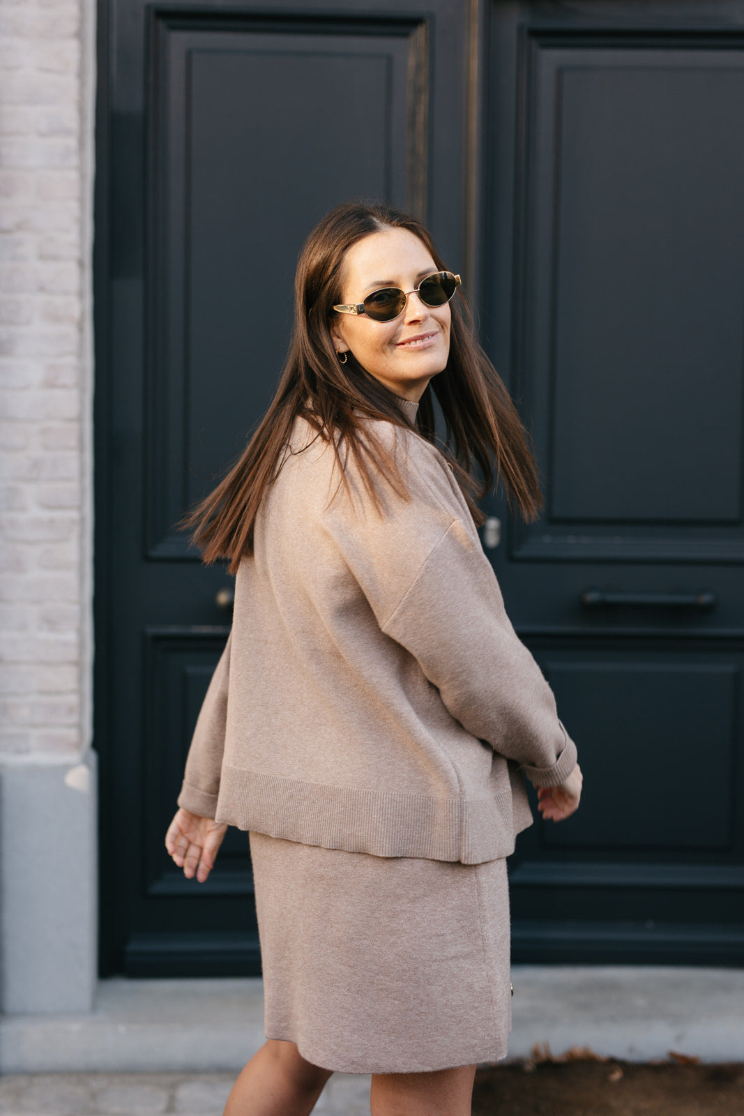 Taupe knit met metalen heart studs - My Dressing