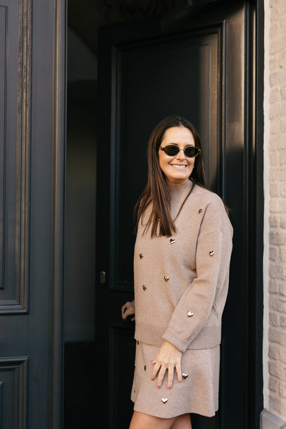 Taupe knit met metalen heart studs - My Dressing