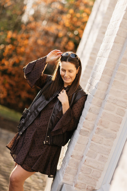 Bruine jurk met stippen - My Dressing