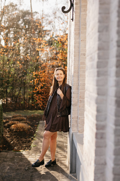 Bruine jurk met stippen - My Dressing