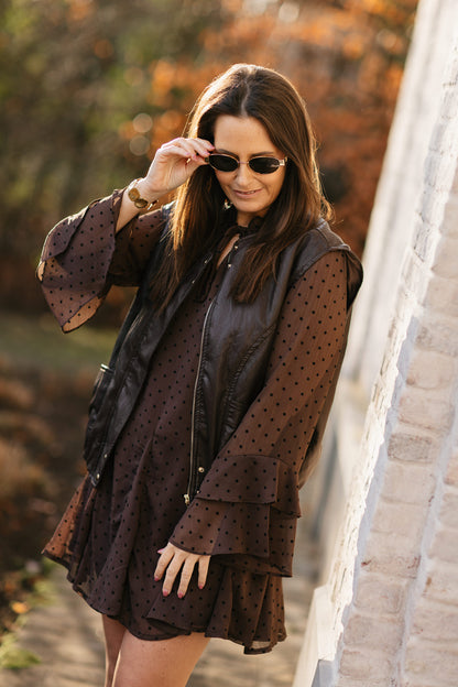 Faux leder gilet chocokleur - My Dressing