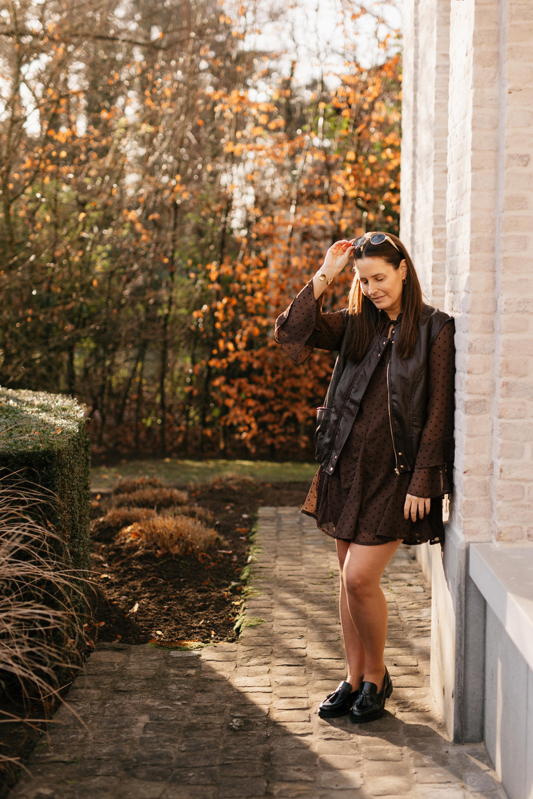 Bruine jurk met stippen - My Dressing