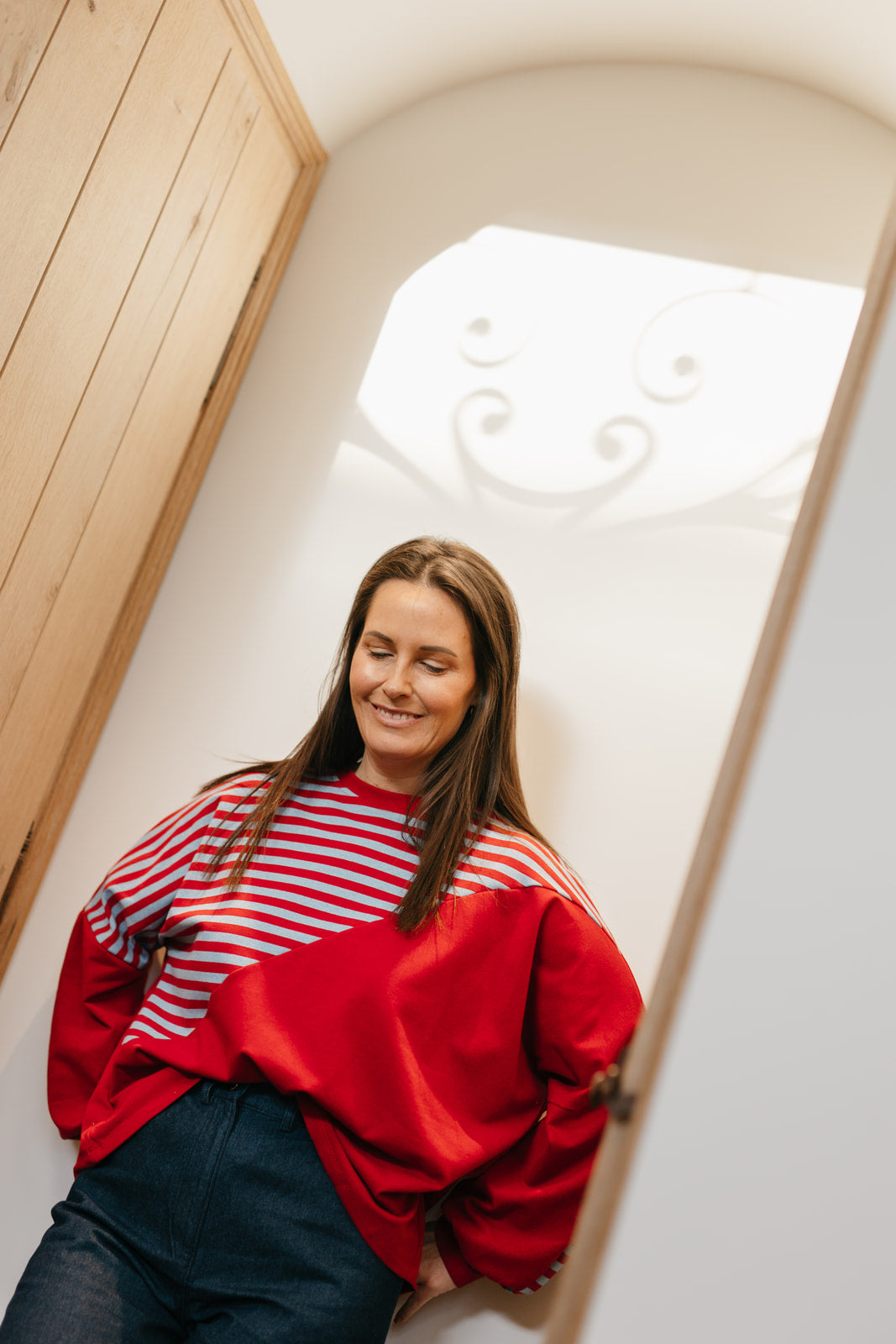 Oversized gestreept shirt blauw/rood - My Dressing