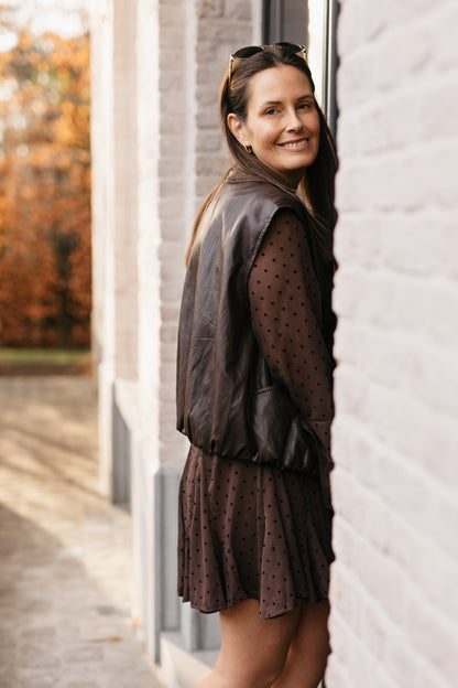 Bruine jurk met stippen - My Dressing